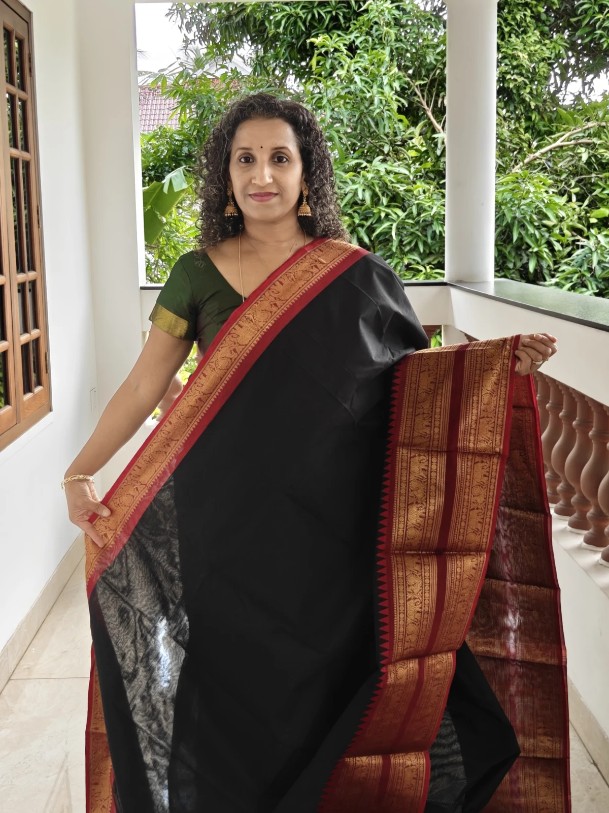 Black Silk Kanchi Cotton Saree Pkc014(4)